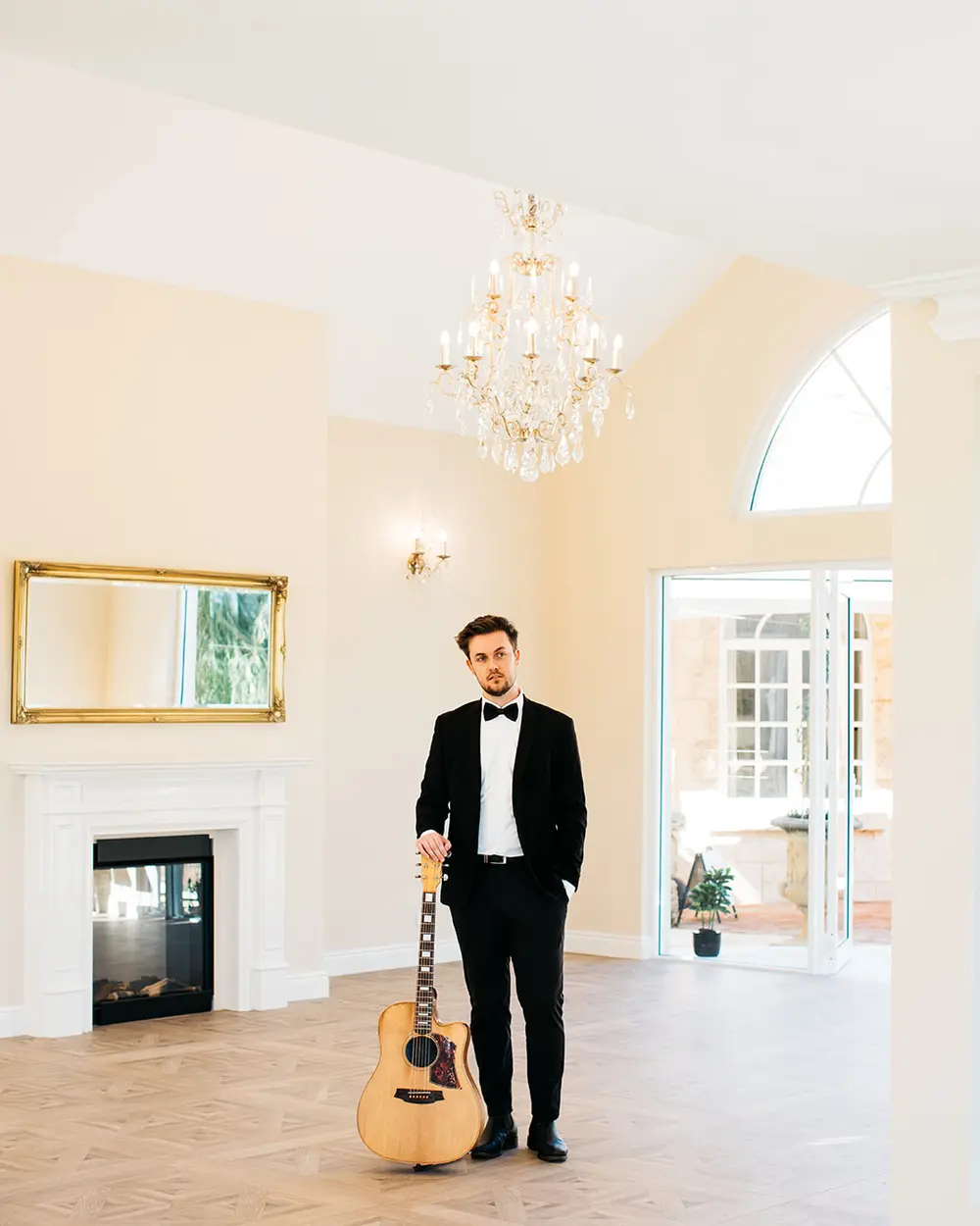 Mitchell Martin, Perth wedding DJ and singer, set up before a wedding