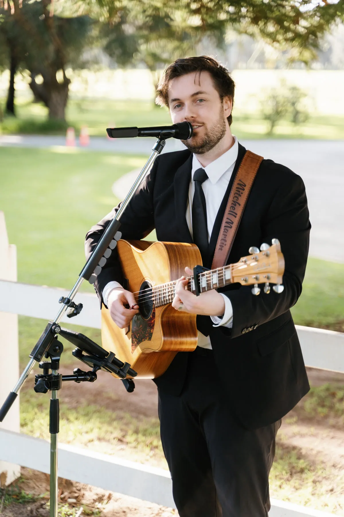 Mitchell Martin performing live acoustic music at a Perth wedding